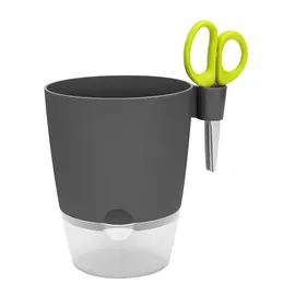 Кашпо brussels 13см антрацит с ножницами и автополивом (8112211342500)
