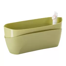 Кашпо для цветов Plastia Doppio 38см зелёное