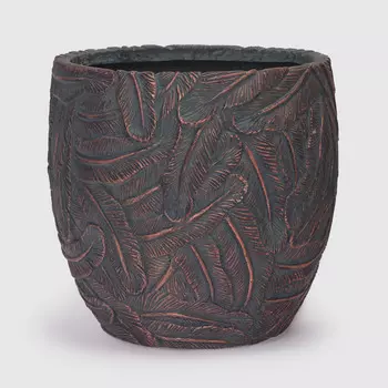 Кашпо Futong перья 25х25х25 зеленая бронза