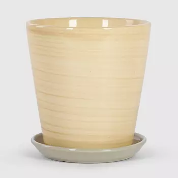 Кашпо керамическое для цветов Shine Pots 16x17см бежевое полосатое