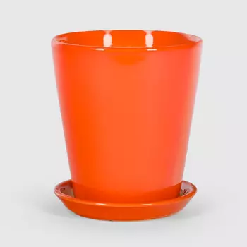 Кашпо керамическое для цветов Shine Pots 20x20 см оранжевый глянец