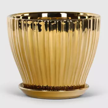 Кашпо керамическое для цветов Shine Pots 25x20см золото глянец