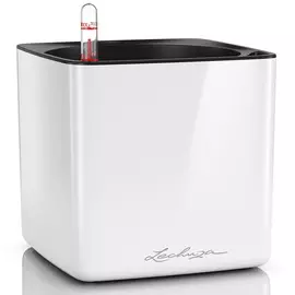 Кашпо с автополивом Lechuza cube glossy 16х16x16 см белое