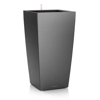 Кашпо с автополивом Lechuza Cubico антрацитовый металлик 50x50x95 см
