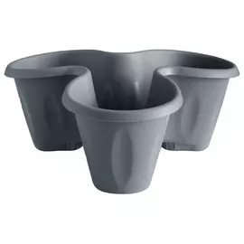 Кашпо тройное Bama flower trifoglio серое
