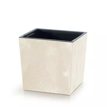 Кашпо Urbi square low кремовое 24х24х24 см