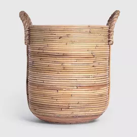 Кашпо Van der leeden Basket Stripe Blond бежевое с коричневым 40х45 см