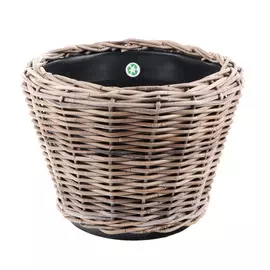 Кашпо Van der leeden drypot rattan round d43h33cm серое