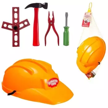 Каска строительная ABtoys и набор инструментов (PT-01448)