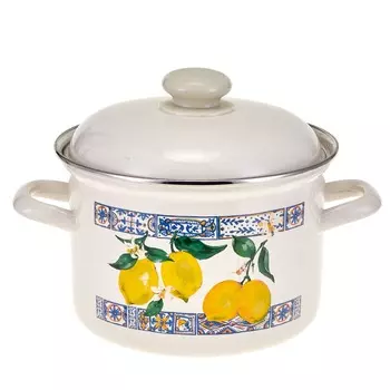 Кастрюля эмалированная Hitt Лимонная мозаика 4,5 л