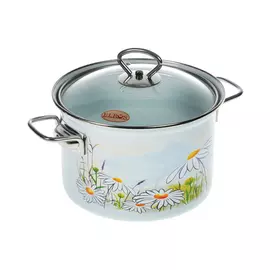 Кастрюля эмалированная Лысьвенские эмали Ромашка 3 л