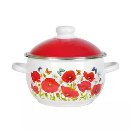 Кастрюля эмалированная СтальЭмаль Маки 2 л