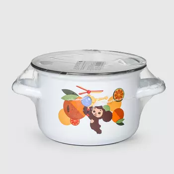 Кастрюля Hitt Чебурашка Путешествие эмалированная 1,5 л