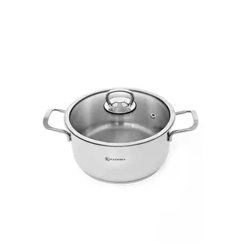 Кастрюля Катюша пром Марта нержавеющая сталь со стеклянной крышкой 2,7 л