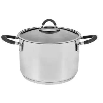 Кастрюля Катюша пром нержавеющая сталь Ода со стеклянной крышкой, силиконовые ручки 4,5 л