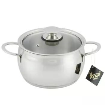 Кастрюля Кухар нержавеющая сталь, стеклянная крышка Магнолия Престиж 2,5 л