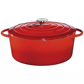 Кастрюля овальная красная Kuchenprofi чугун 9 л