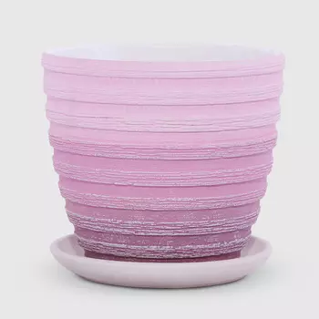 Керамический горшок с поддоном Композит Букле розовый 12 см