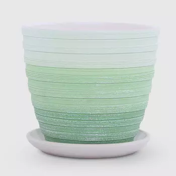 Керамический горшок с поддоном Композит Букле зеленый 18 см