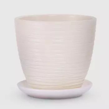 Керамический горшок с поддоном Композит Шорвель шампань 18 см