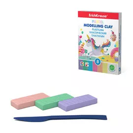 Классический пластилин Erich Krause Pastel 6 цветов + 2 белых со стеком 144 г