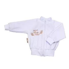 Кофточка Lucky Child детская из велюра Ангелочки белая 62-68