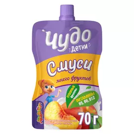Коктейль кисломолочный Чудо Детки йогуртный фруктовый Персик 2,1% 70 г