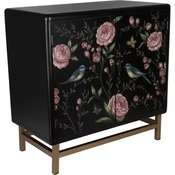 Комод Glasar с 2 дверцами черный 76х40х76 см