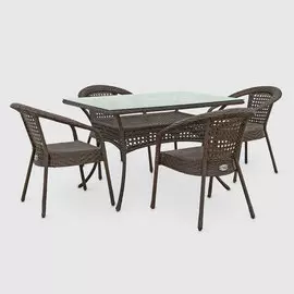 Комплект Aiko Deco Стол + 4 кресла коричневый