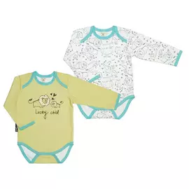 Комплект боди Lucky Child с длинным рукавом Зоопарк 3 шт желтый