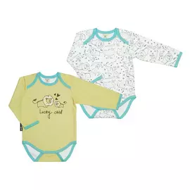 Комплект боди Lucky Child с длинным рукавом Зоопарк 3 шт желтый