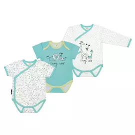 Комплект боди Lucky Child Зоопарк 3 шт бирюзовый