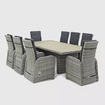 Комплект мебели Yuhang из искусственного ротанга серый 9 предметов