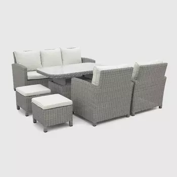 Комплект мебели Yuhang из искусственного ротанга светло-серый с бежевым 6 предметов