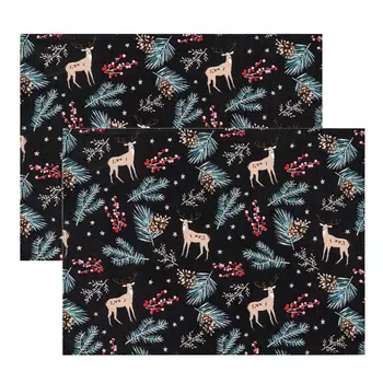 Комплект плейсматов Лён Наш Вечерний лес разноцветный 35х47 см