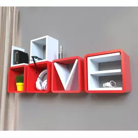 Комплект полок Qwerty Love белый/красный