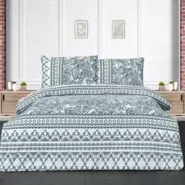 Комплект постельного белья Arya Home Zaira белый с зелёным Семейный/дуэт