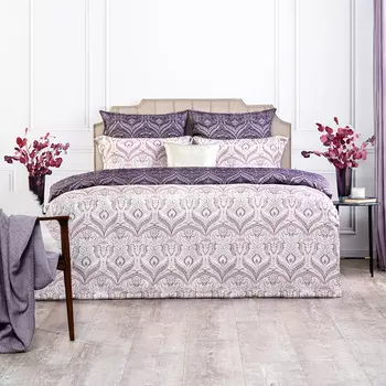 Комплект постельного белья Estia Оливарес бежевый с фиолетовым Полуторный