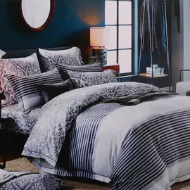 Комплект постельного белья Laroche Немо серый с с чёрным Семейный/дуэт