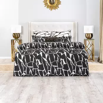 Комплект постельного белья Medsleep Сириус белый с черным Семейный/дуэт