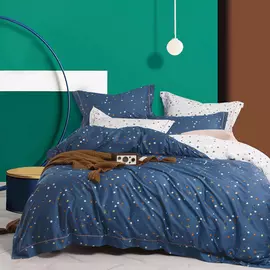 Комплект постельного белья Sanpa Аманда белый с синим Евро