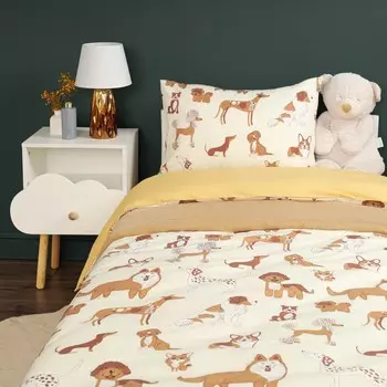 Комплект постельного белья Siberia собачки желтый Подростковый