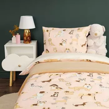 Комплект постельного белья Siberia собачки розовый Подростковый