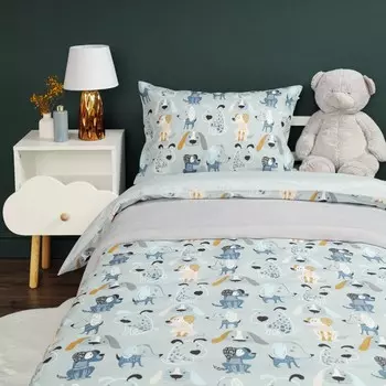 Комплект постельного белья Siberia собачки серый Подростковый