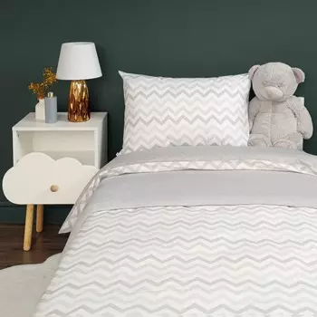 Комплект постельного белья Siberia зигзаг серый Подростковый