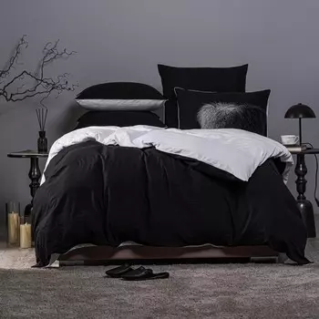 Комплект постельного белья Sleepix Юко черный/белый полуторный