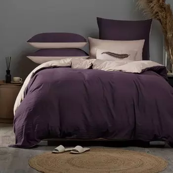 Комплект постельного белья Sleepix Юко фиолетовый/розовый полуторный