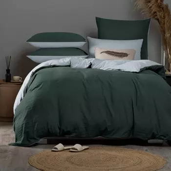 Комплект постельного белья Sleepix Юко зеленый/голубой двуспальный