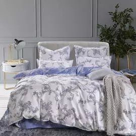 Комплект постельного белья Sofi De Marko Джемма белый с голубым Евро