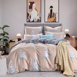 Комплект постельного белья Sofi De Marko Лана персиковый с фиолетовым Двуспальный